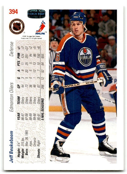 1991-92 Upper Deck Jeff Beukeboom Edmonton Oilers #394