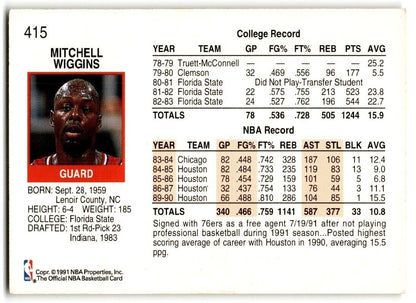 1991-92 Hoops Mitchell Wiggins Philadelphia 76ers #415