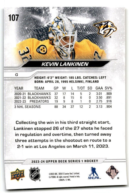 2023-24 Upper Deck Kevin Lankinen Nashville Predators #107