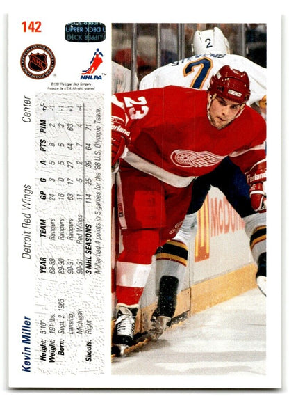 1991-92 Upper Deck Kevin Miller Detroit Red Wings #142