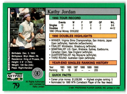 1991 Protennis player Cards Netpro Tour Star Kathy Jordan #79