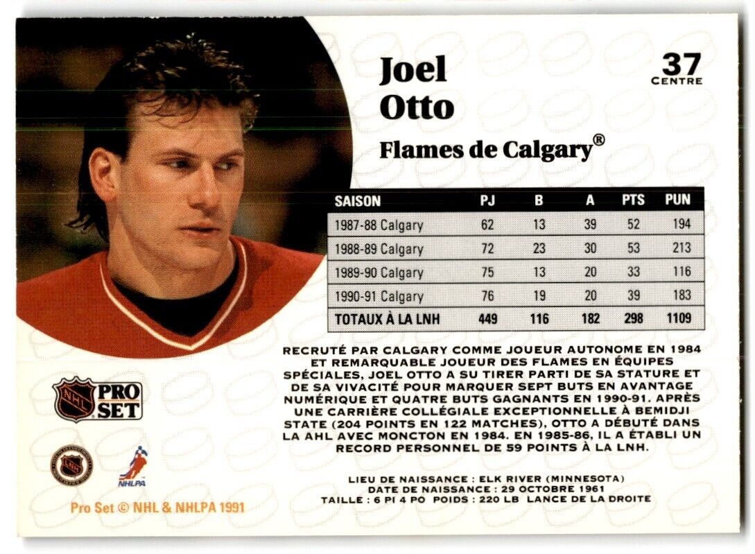 1991-92 Pro Set French Joel Otto Calgary Flames #37