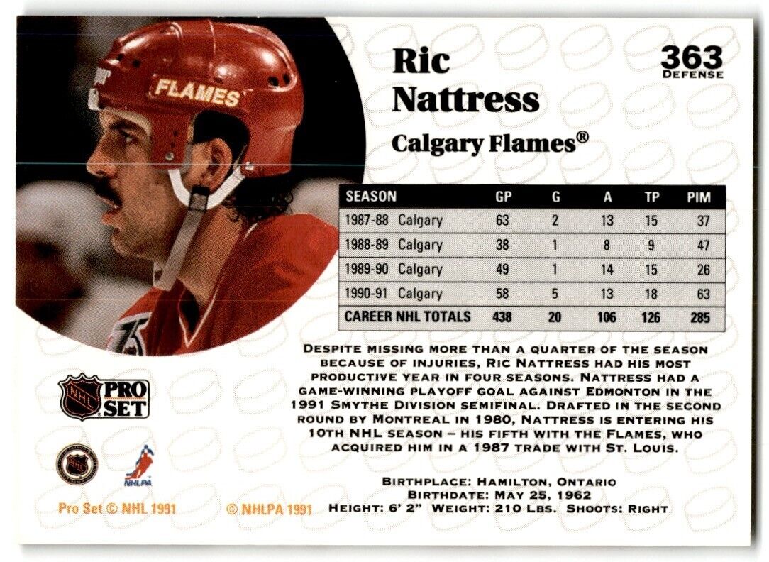 1991-92 Pro Set Ric Nattress Toronto Maple Leafs #363