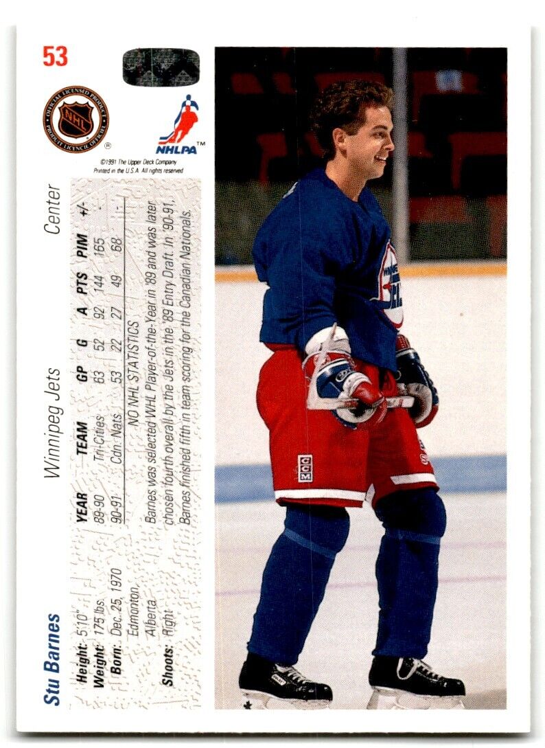 1991-92 Upper Deck French Stu Barnes Winnipeg Jets #53A