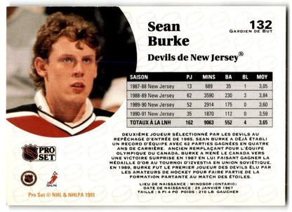 1991-92 Pro Set French Sean Burke New Jersey Devils #132