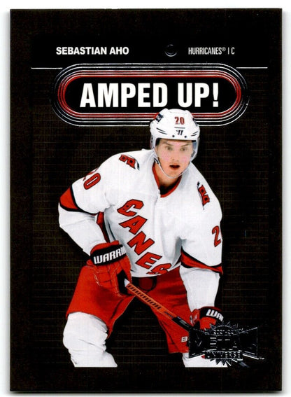 2021-22 Skybox Metal Universe Amped Up Sebastian Aho Carolina Hurricanes #AU-11