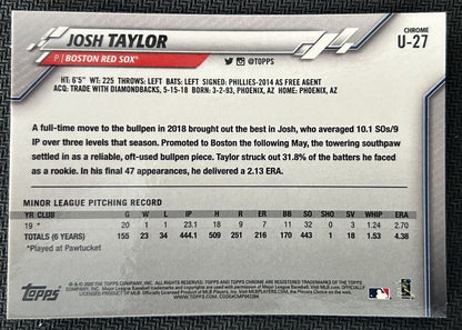 2020 Topps Chrome Update Josh Taylor Rookie Boston Red Sox #U-27