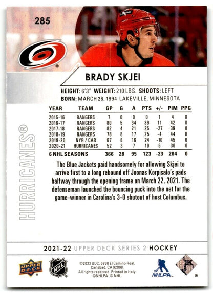 2021-22 Upper Deck Brady Skjei Carolina Hurricanes #285