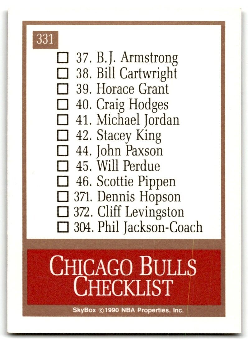 1990-91 SkyBox Chicago Bulls Chicago Bulls #331