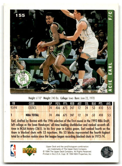 1994-95 Collector's Choice Acie Earl Boston Celtics #155