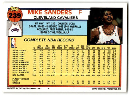 1992-93 Topps Mike Sanders Cleveland Cavaliers #239