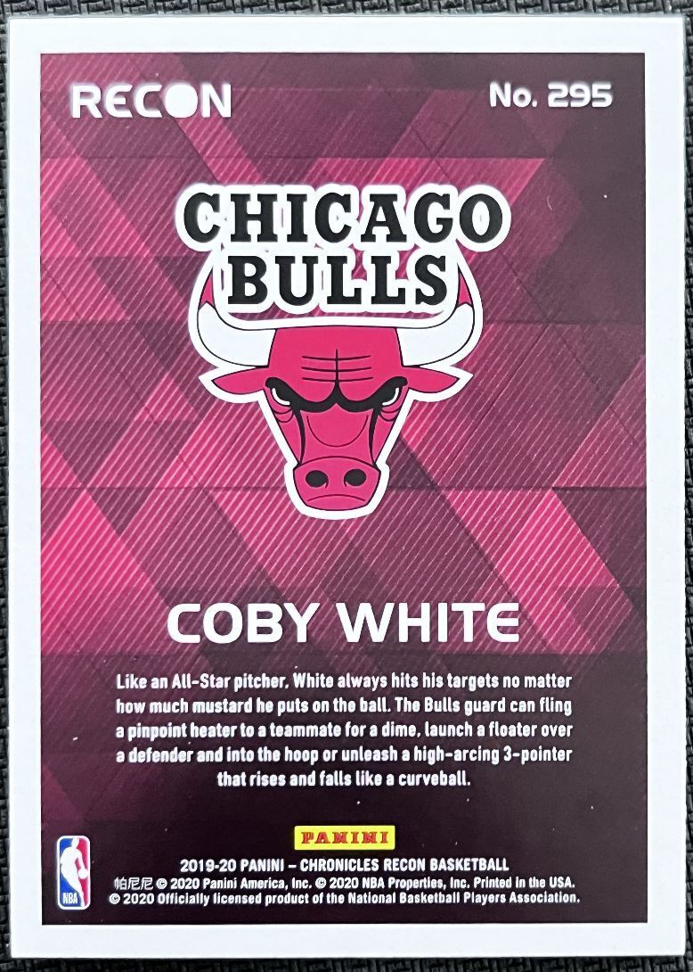 2019-20 Panini Chronicles Recon Coby White Rookie Chicago Bulls #295