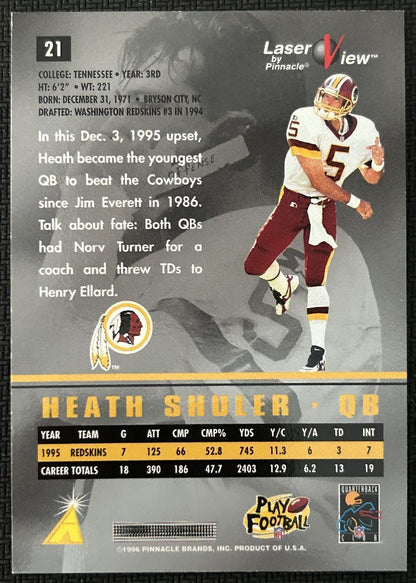 1996 Pinnacle Laser View Hologram Heath Shuler Washington Redskins #21