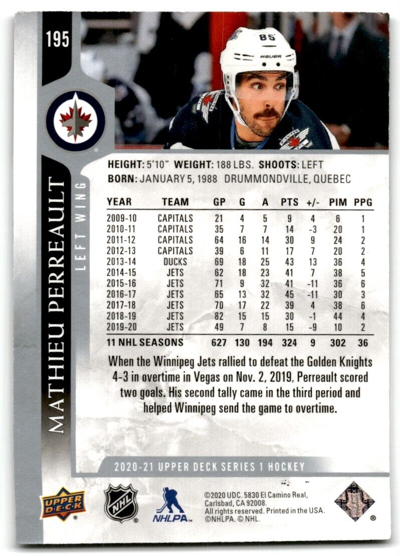 2020-21 Upper Deck Mathieu Perreault Winnipeg Jets #195