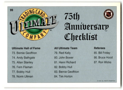 1991-92 Ultimate Original 6 75th Anniversary Checklist 1 #99