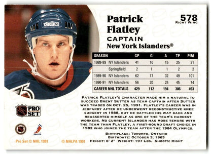 1991-92 Pro Set Patrick Flatley New York Islanders #578