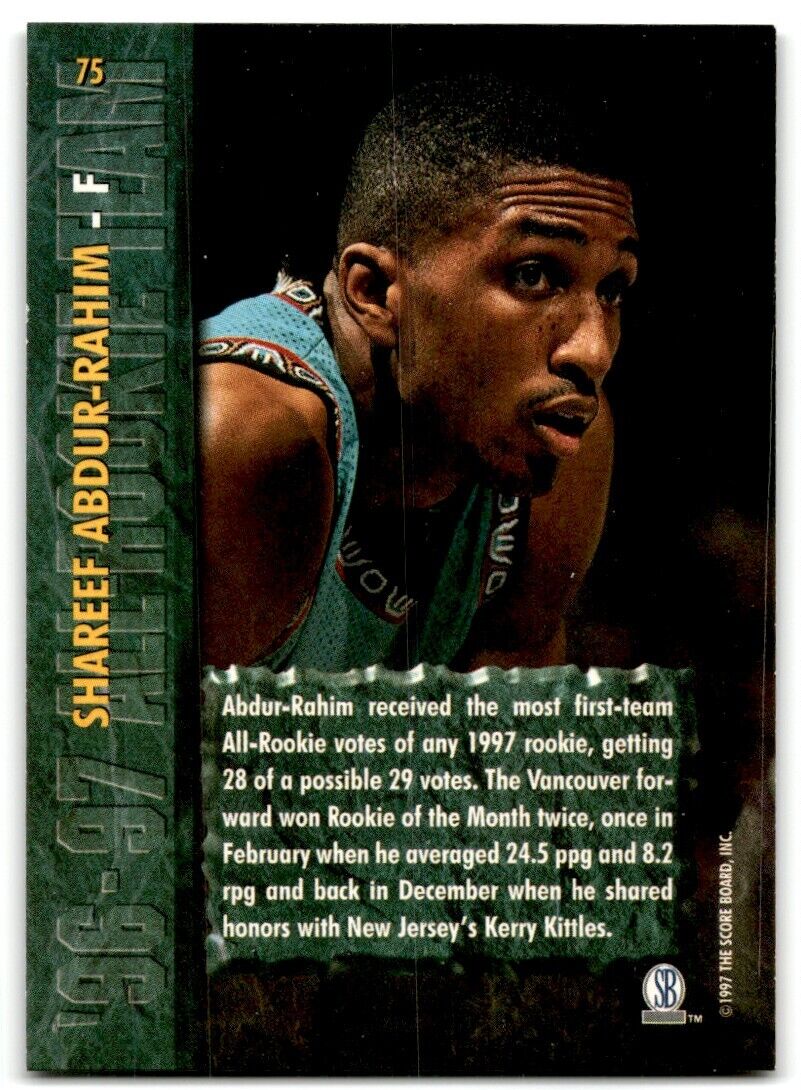 1997-98 Score Board Rookies Shareef Abdur-Rahim Vancouver Grizzlies #75