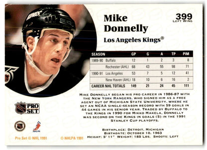 1991-92 Pro Set Mike Donnelly Rookie Los Angeles Kings #399