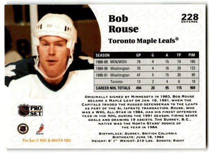 1991-92 Pro Set French Bob Rouse Toronto Maple Leafs #228