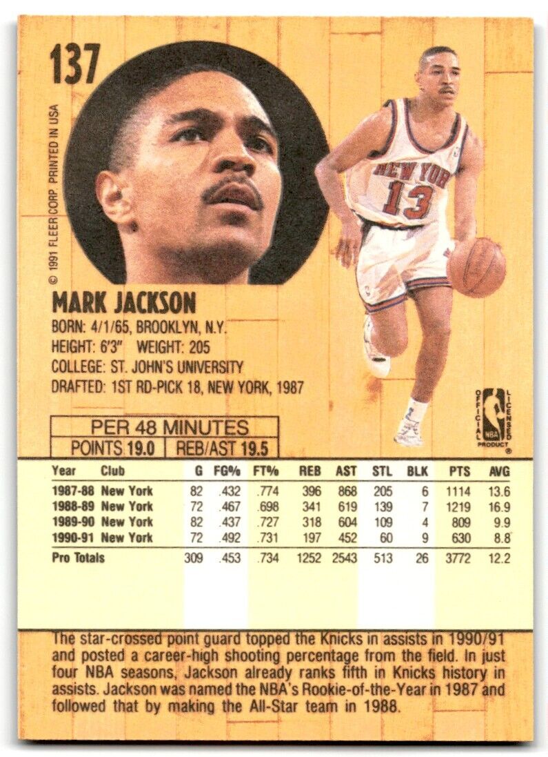 1991-92 Fleer Mark Jackson New York Knicks #137