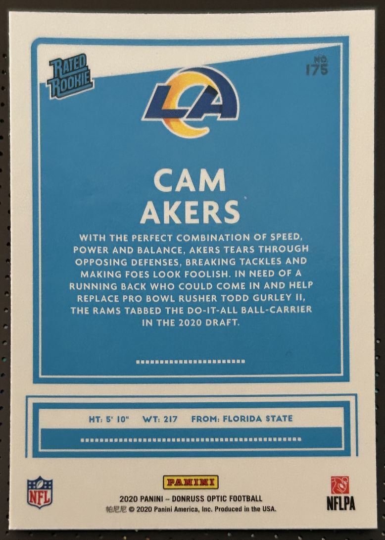 2020 Donruss Optic Cam Ekers Rookie Los Angeles Rams #175