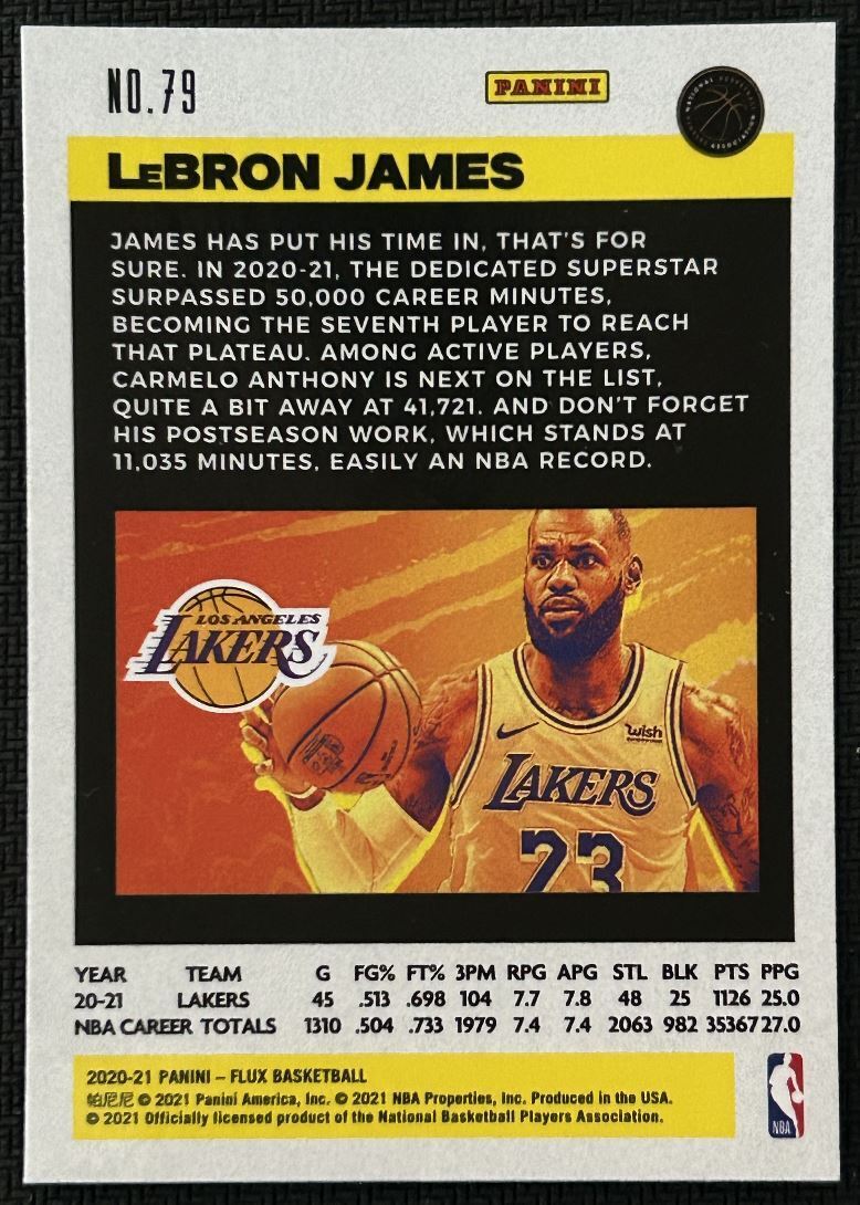 2020-21 Panini Flux LeBron James Los Angeles Lakers #79