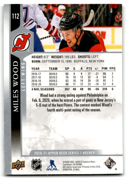 2020-21 Upper Deck Miles Wood New Jersey Devils #112