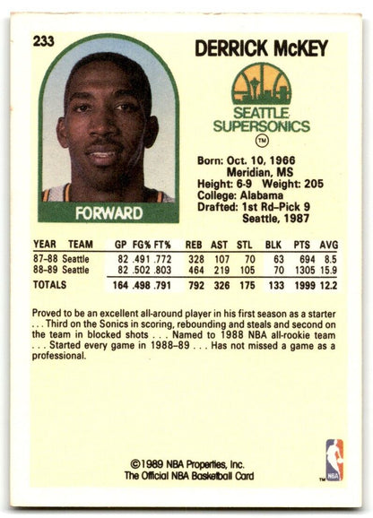 1989-90 Hoops Derrick McKey Seattle SuperSonics #233