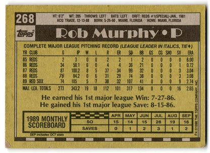 1990 Topps Rob Murphy Boston Red Sox #268