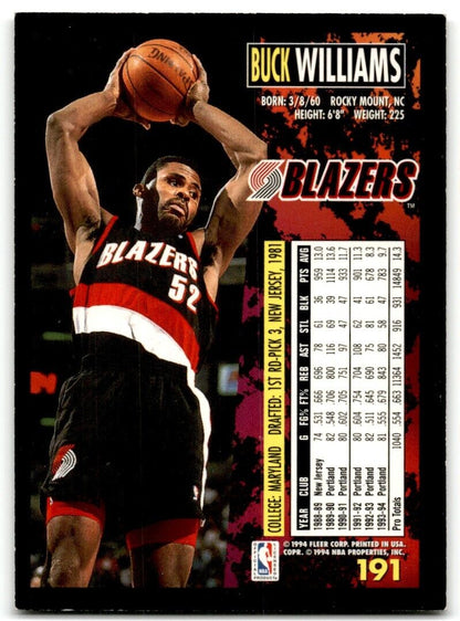 1994-95 Fleer European Buck Williams Portland Trail Blazers #191