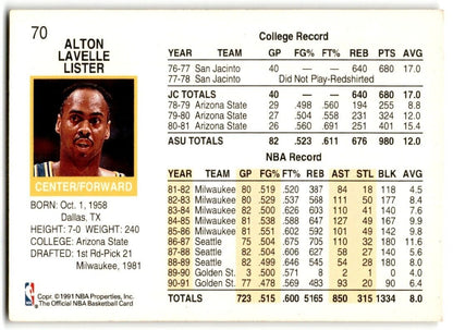 1991-92 Hoops Alton Lister Golden State Warriors #70