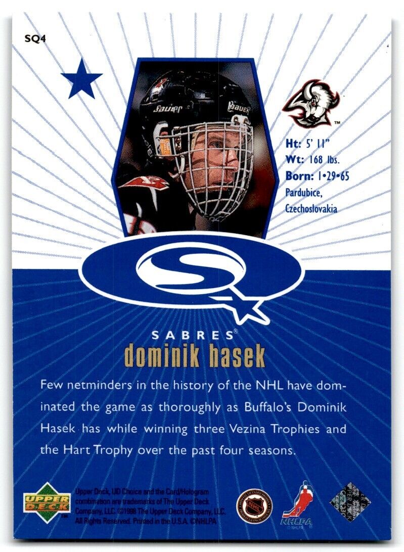 1998-99 UD Choice StarQuest Blue Dominik Hasek Buffalo Sabres #SQ4