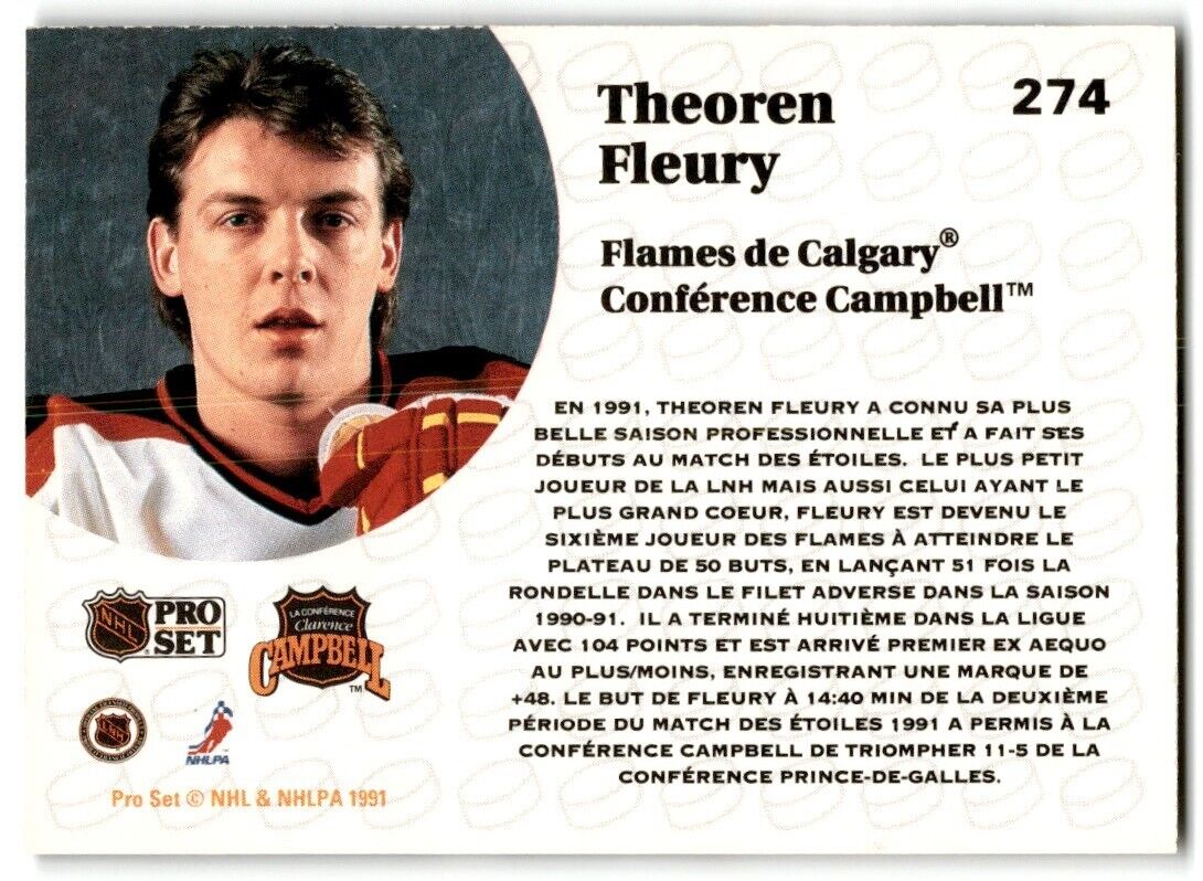 1991-92 Pro Set French Theoren Fleury Calgary Flames #274