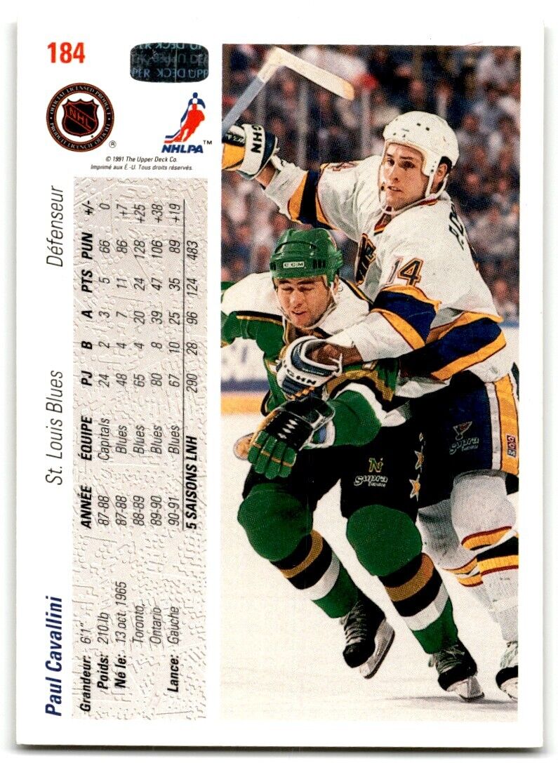 1991-92 Upper Deck Paul Cavallini St. Louis Blues #184