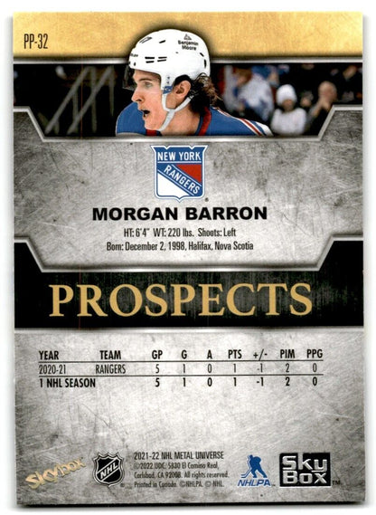 2021-22 Skybox Metal Universe Premium Prospects Morgan Barron Rookie New York