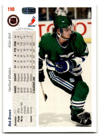 1991-92 Upper Deck French Rob Brown Hartford Whalers #198