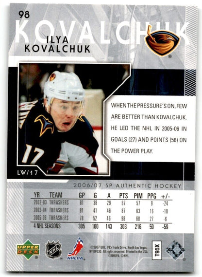 2006-07 SP Authentic Ilya Kovalchuk Atlanta Thrashers #98