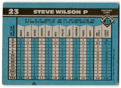 1990 Bowman Steve Wilson Chicago Cubs #23