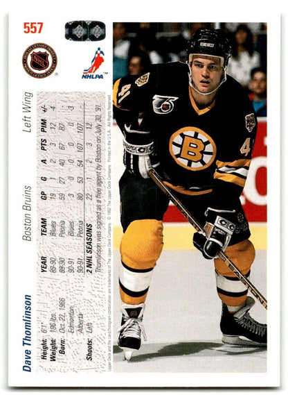 1991-92 Upper Deck Dave Thomlinson Boston Bruins #557