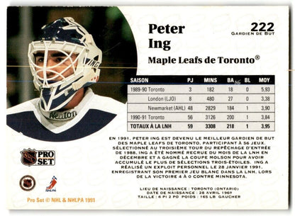 1991-92 Pro Set French Peter Ing Toronto Maple Leafs #222