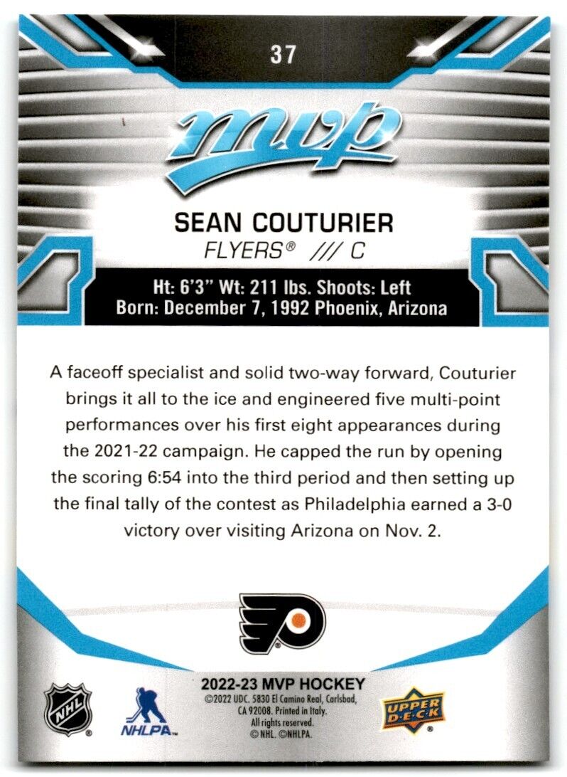 2022-23 Upper Deck MVP Sean Couturier Philadelphia Flyers #37