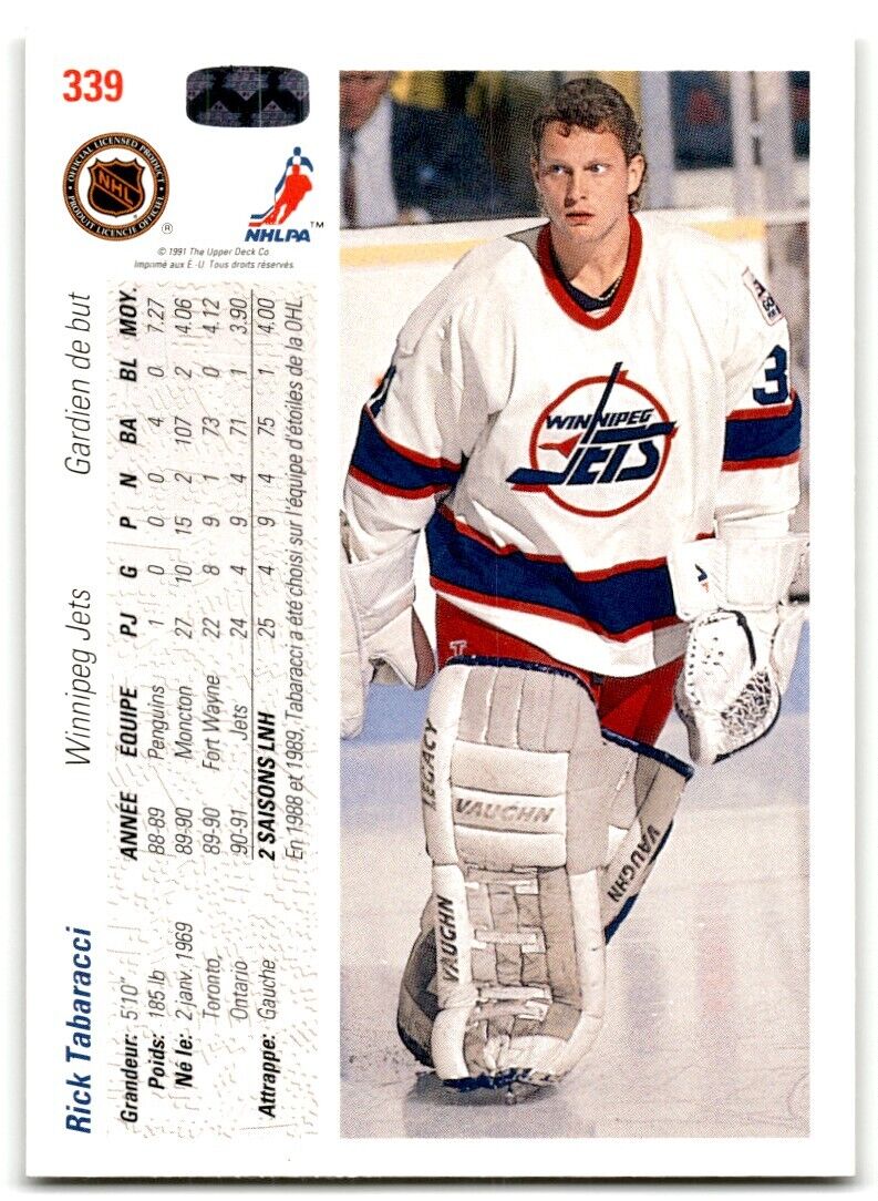 1991-92 Upper Deck French Rick Tabaracci Winnipeg Jets #339