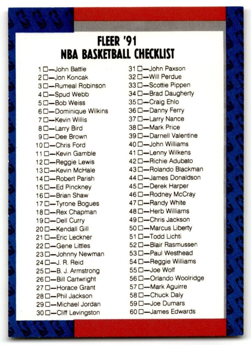 1991-92 Fleer Update Basketball Checklist #239