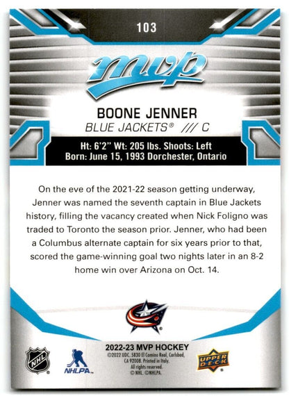 2022-23 Upper Deck MVP Boone Jenner Columbus Blue Jackets #103