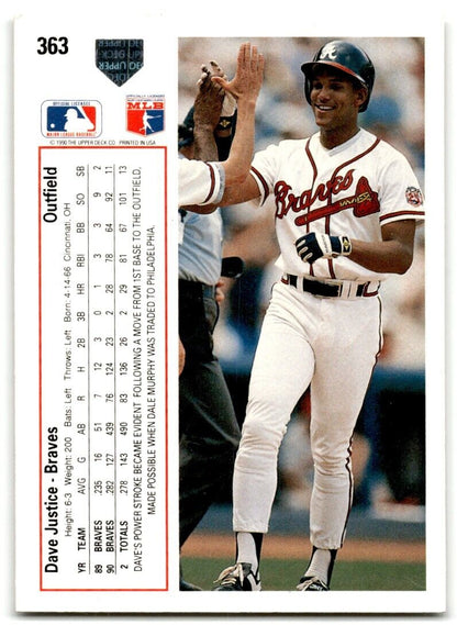 1991 Upper Deck Dave Justice Atlanta Braves #363