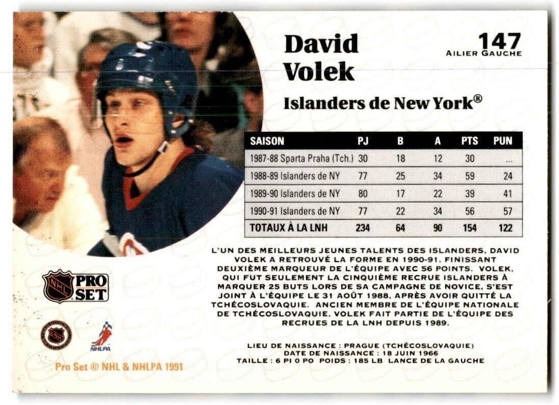 1991-92 Pro Set David Volek New York Islanders #147