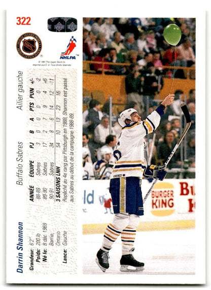 1991-92 Upper Deck French Darrin Shannon Buffalo Sabres #322