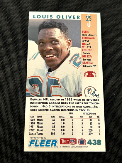 1993 GameDay Football Card #438 Louis Oliver