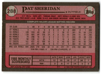 1989 Topps Pat Sheridan Detroit Tigers #288