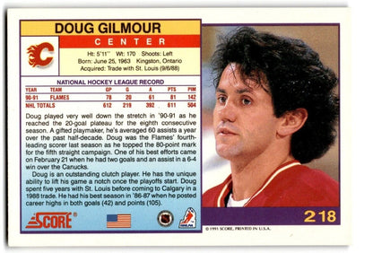 1991-92 Score Doug Gilmour Calgary Flames #218